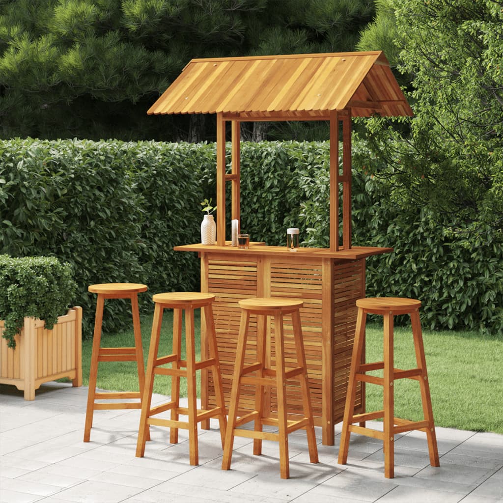 Set mobilier de bar de grădină, 5 piese, lemn masiv de acacia GartenMobel Dekor