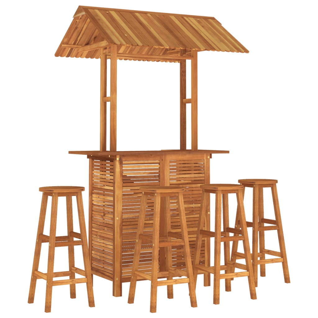 Set mobilier de bar de grădină, 5 piese, lemn masiv de acacia GartenMobel Dekor