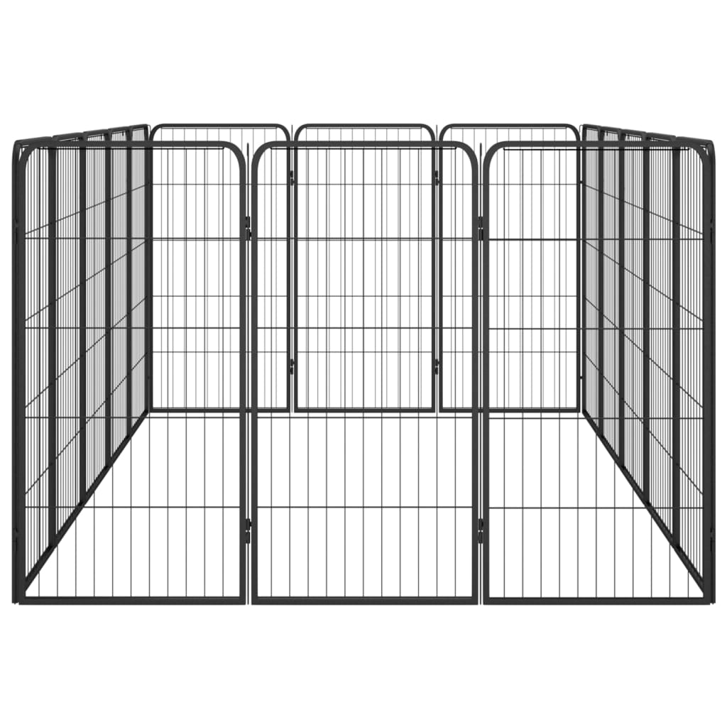 Țarc câini 16 panouri negru 50x100 cm oțel vopsit electrostatic GartenMobel Dekor