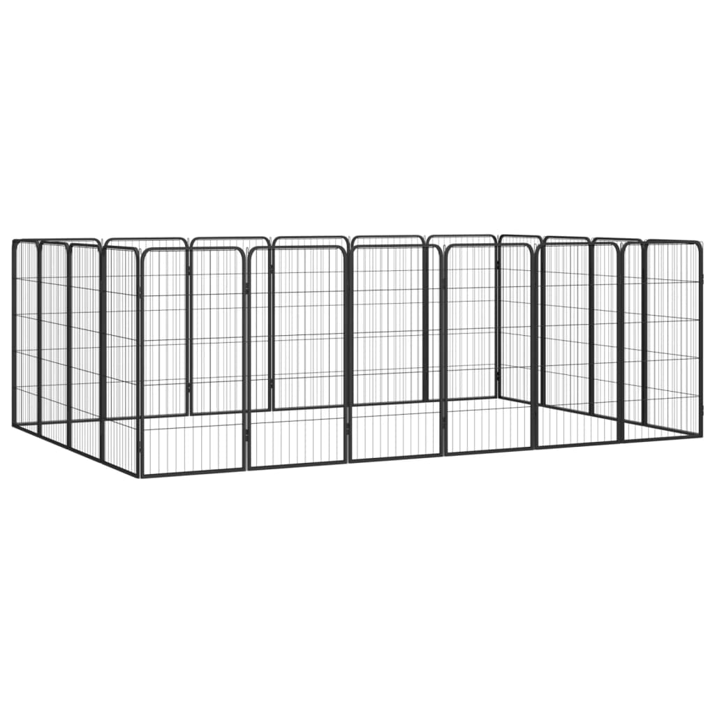 Țarc câini 20 panouri negru 50x100 cm oțel vopsit electrostatic GartenMobel Dekor