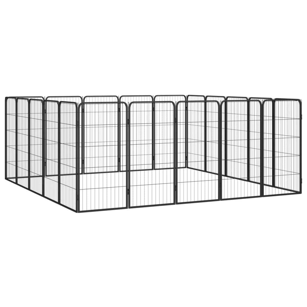 Țarc câini 20 panouri negru 50x100 cm oțel vopsit electrostatic GartenMobel Dekor