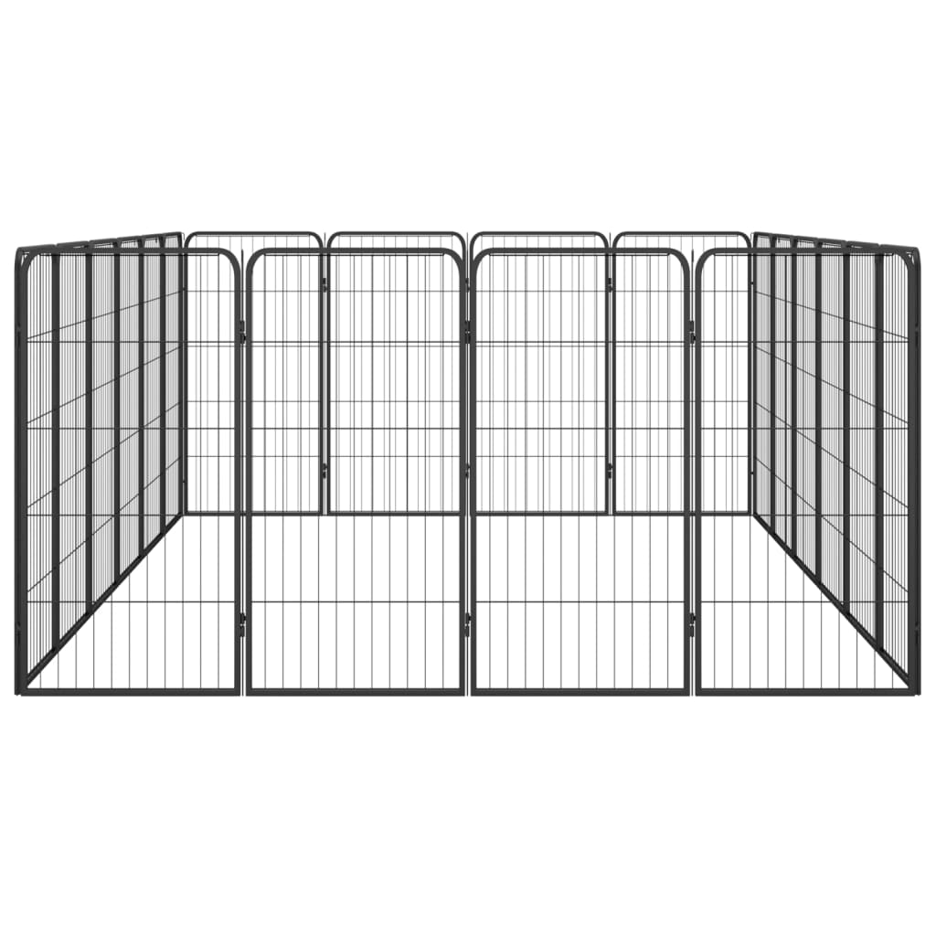 Țarc câini 20 panouri negru 50x100 cm oțel vopsit electrostatic GartenMobel Dekor
