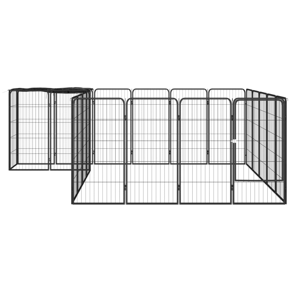 Țarc câini 22 panouri negru 50x100 cm oțel vopsit electrostatic GartenMobel Dekor