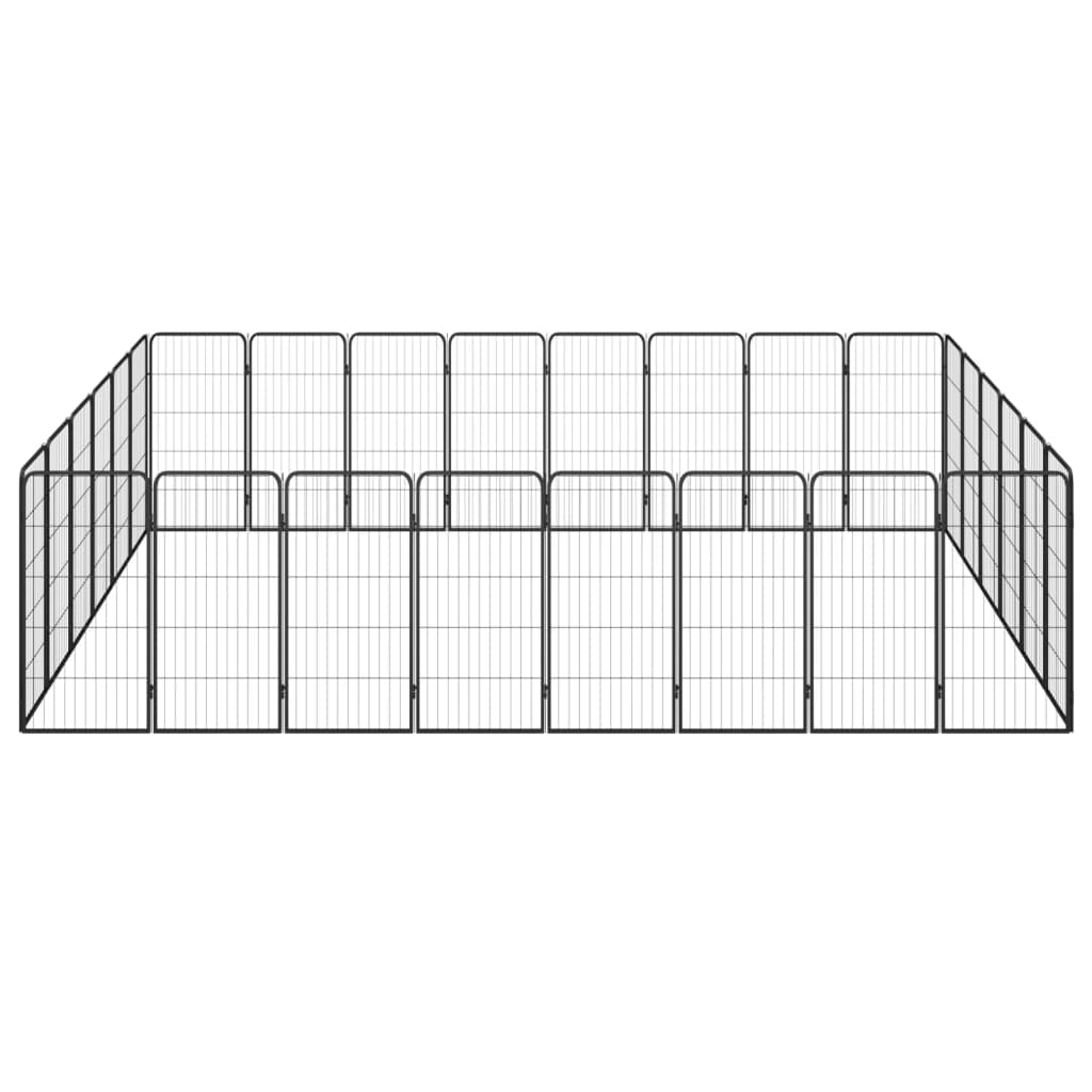 Țarc câini 28 panouri negru 50x100 cm oțel vopsit electrostatic GartenMobel Dekor