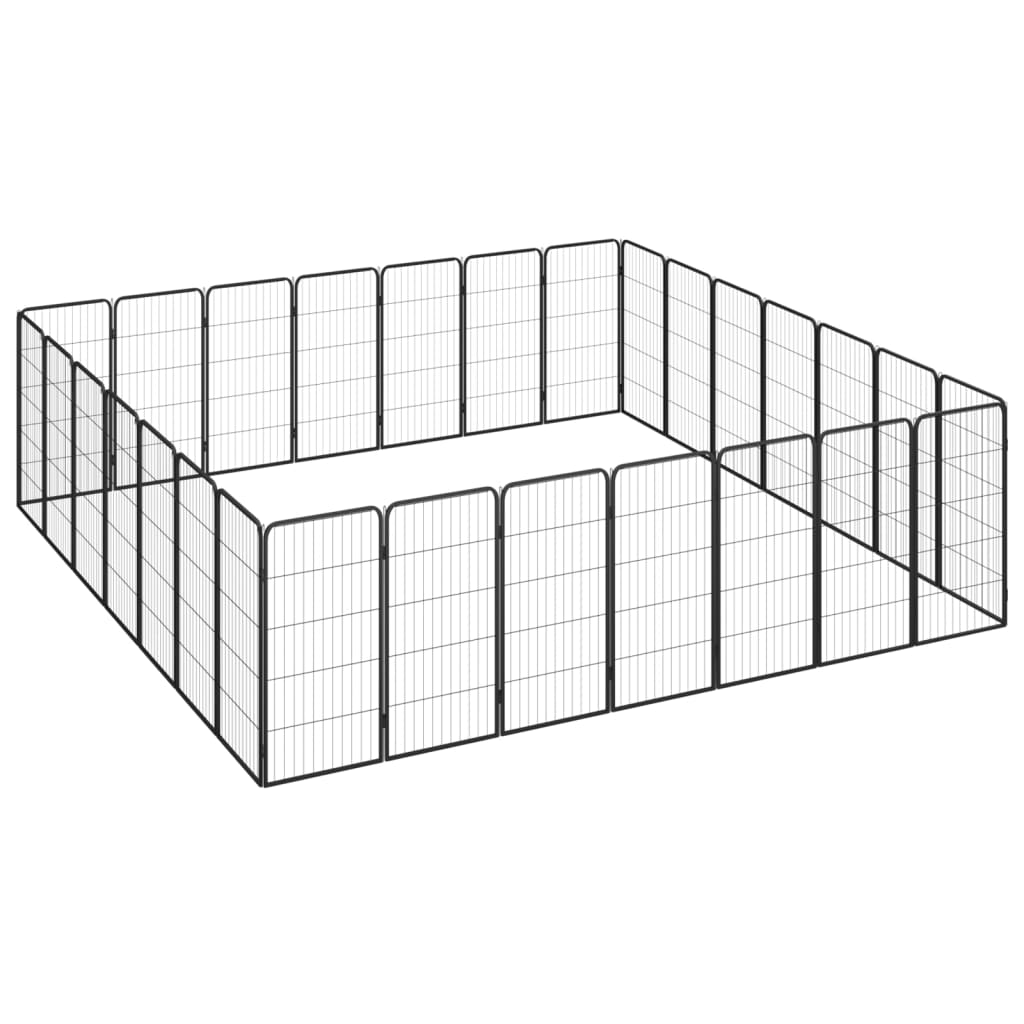Țarc câini 28 panouri negru 50x100 cm oțel vopsit electrostatic GartenMobel Dekor