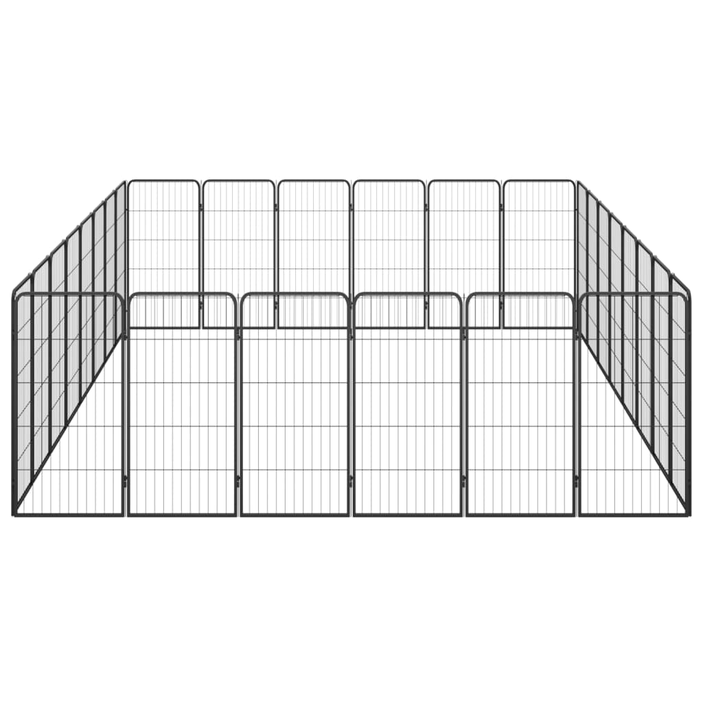 Țarc câini 28 panouri negru 50x100 cm oțel vopsit electrostatic GartenMobel Dekor