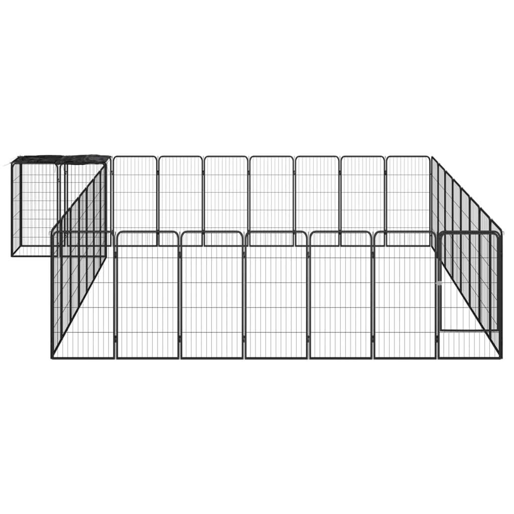 Țarc câini 34 panouri negru 50x100 cm oțel vopsit electrostatic GartenMobel Dekor