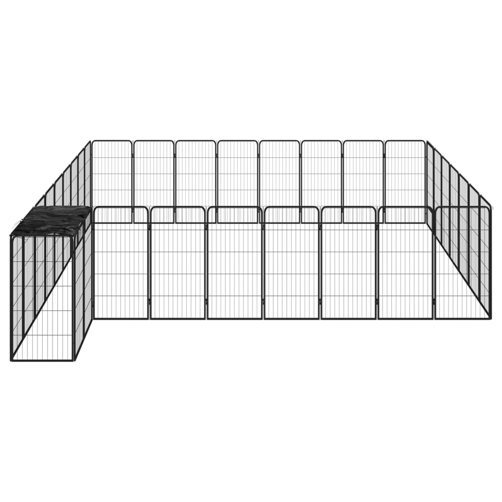 Țarc câini 34 panouri negru 50x100 cm oțel vopsit electrostatic GartenMobel Dekor