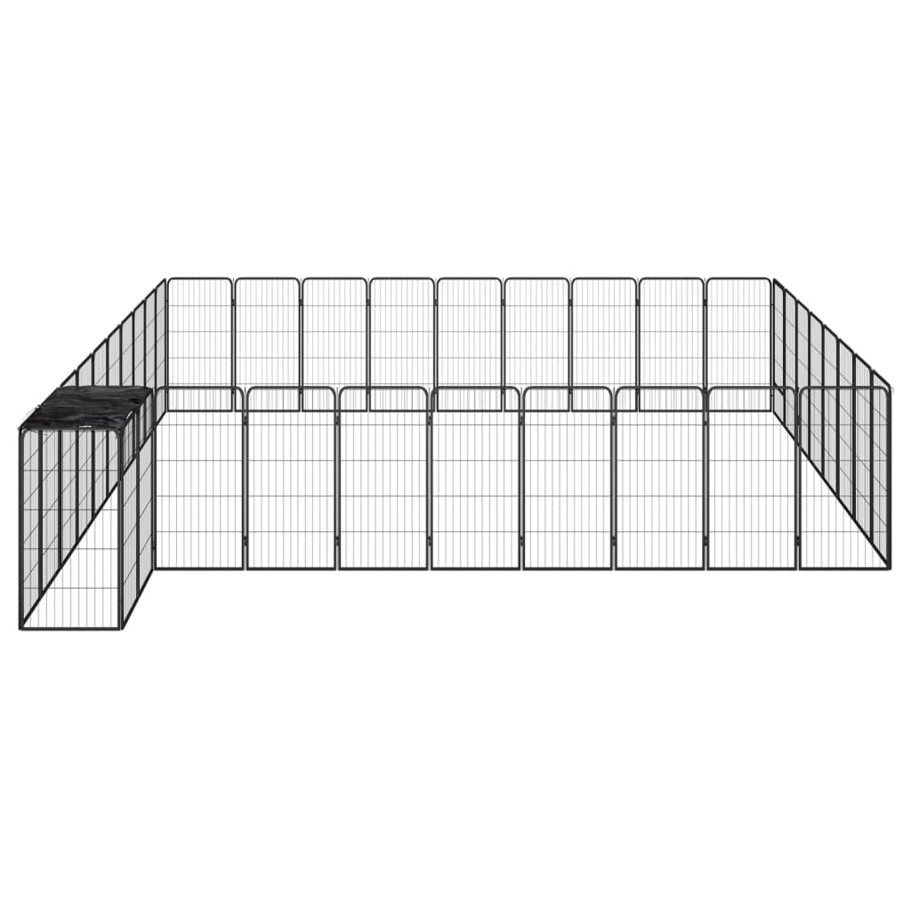 Țarc câini 38 panouri negru 50x100 cm oțel vopsit electrostatic GartenMobel Dekor