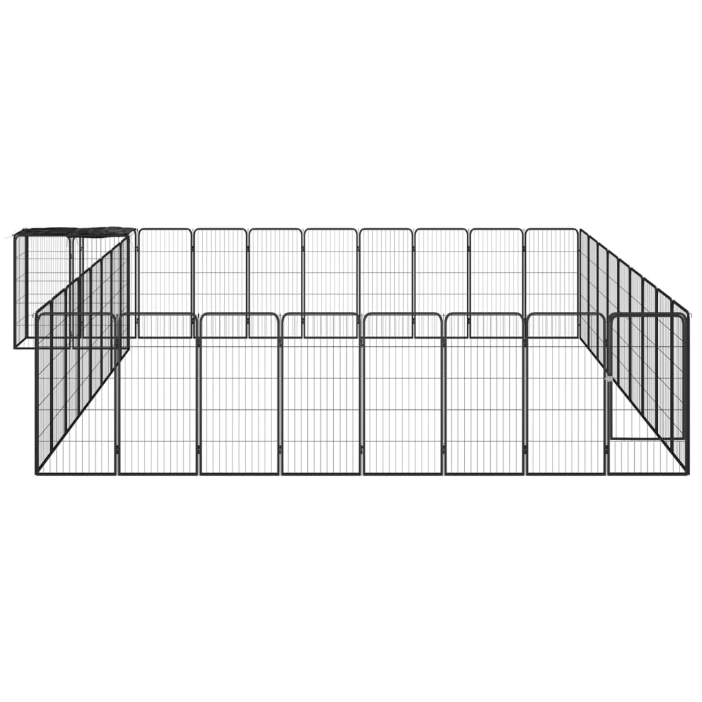 Țarc câini 38 panouri negru 50x100 cm oțel vopsit electrostatic GartenMobel Dekor