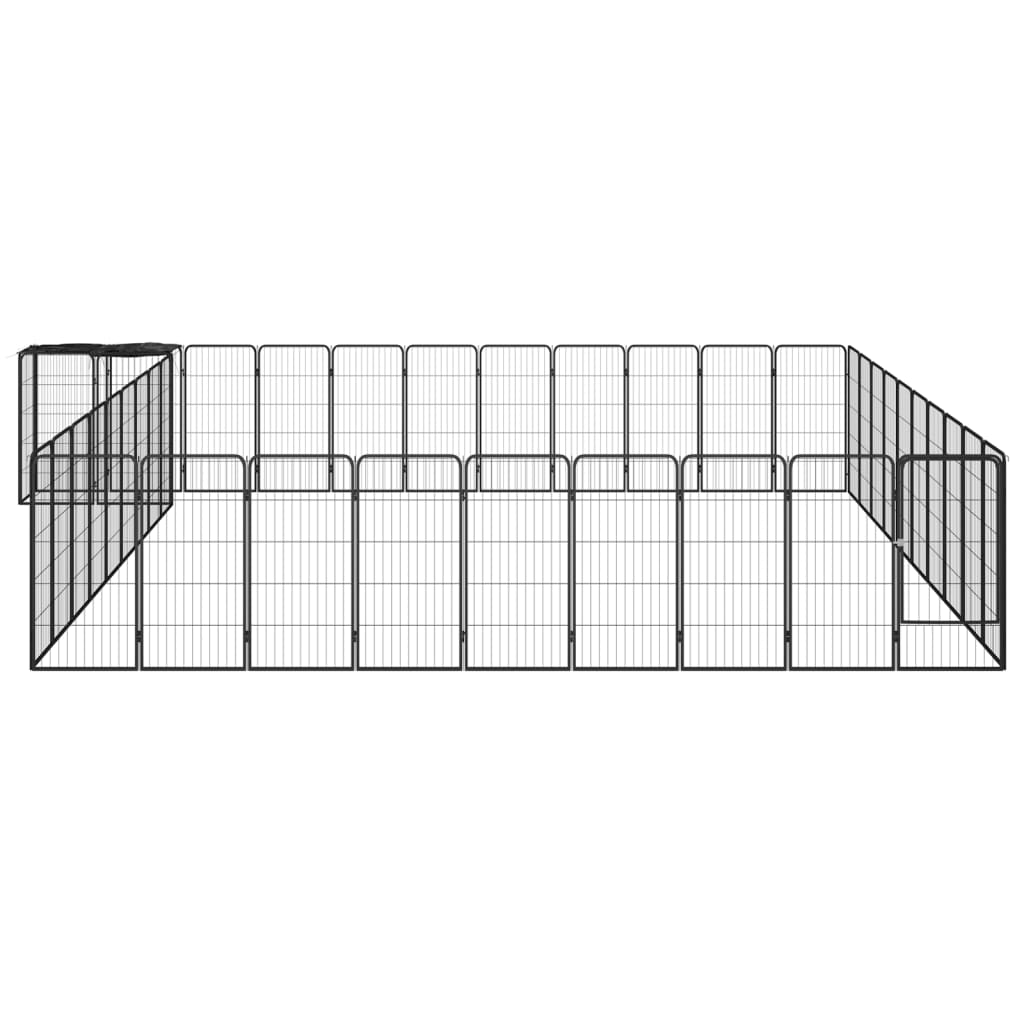 Țarc câini 42 panouri negru 50x100 cm oțel vopsit electrostatic GartenMobel Dekor