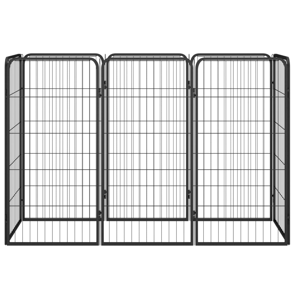 Țarc câini 8 panouri, negru 50x100 cm oțel vopsit electrostatic GartenMobel Dekor