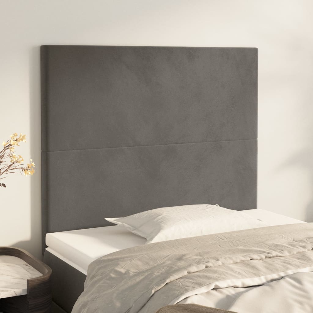 Tăblii de pat, 2 buc, gri închis, 100x5x78/88 cm, catifea GartenMobel Dekor