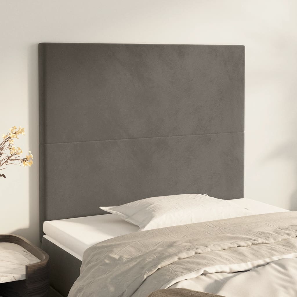 Tăblii de pat, 2 buc, gri închis, 80x5x78/88 cm, catifea GartenMobel Dekor