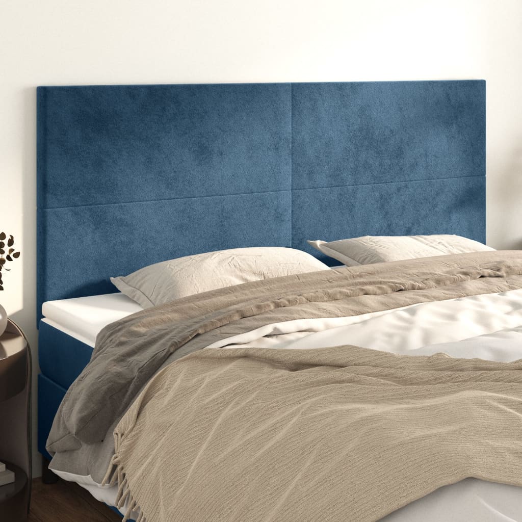 Tăblii de pat, 4 buc, albastru închis, 100x5x78/88 cm, catifea GartenMobel Dekor