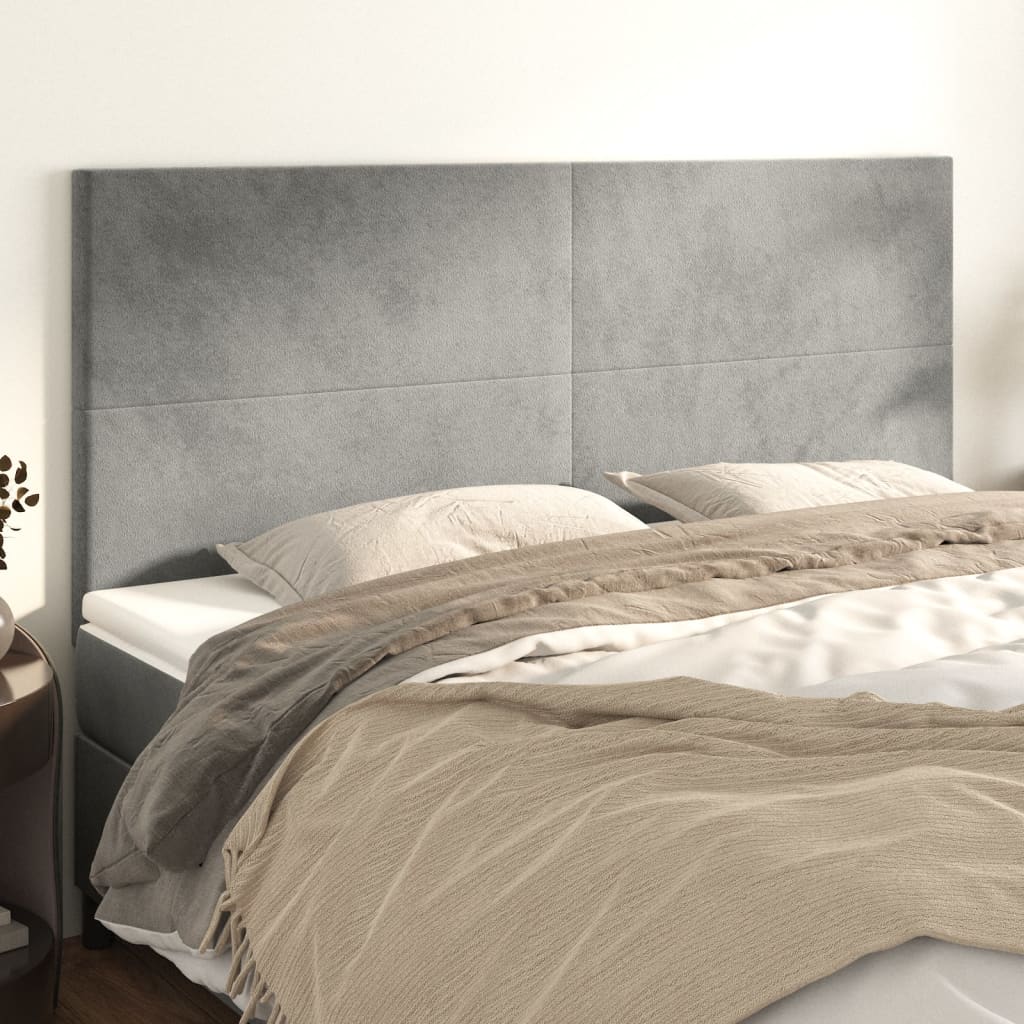 Tăblii de pat, 4 buc, gri deschis, 100x5x78/88 cm, catifea GartenMobel Dekor