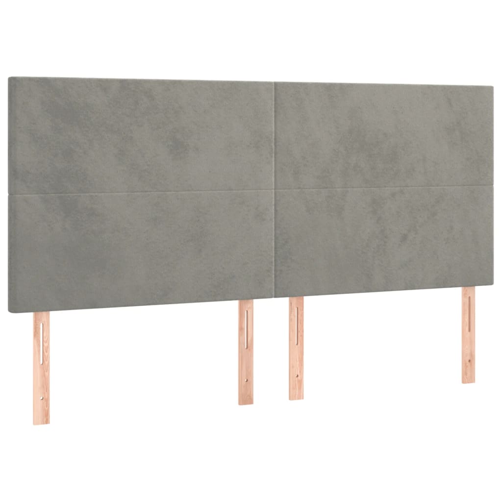 Tăblii de pat, 4 buc, gri deschis, 100x5x78/88 cm, catifea GartenMobel Dekor