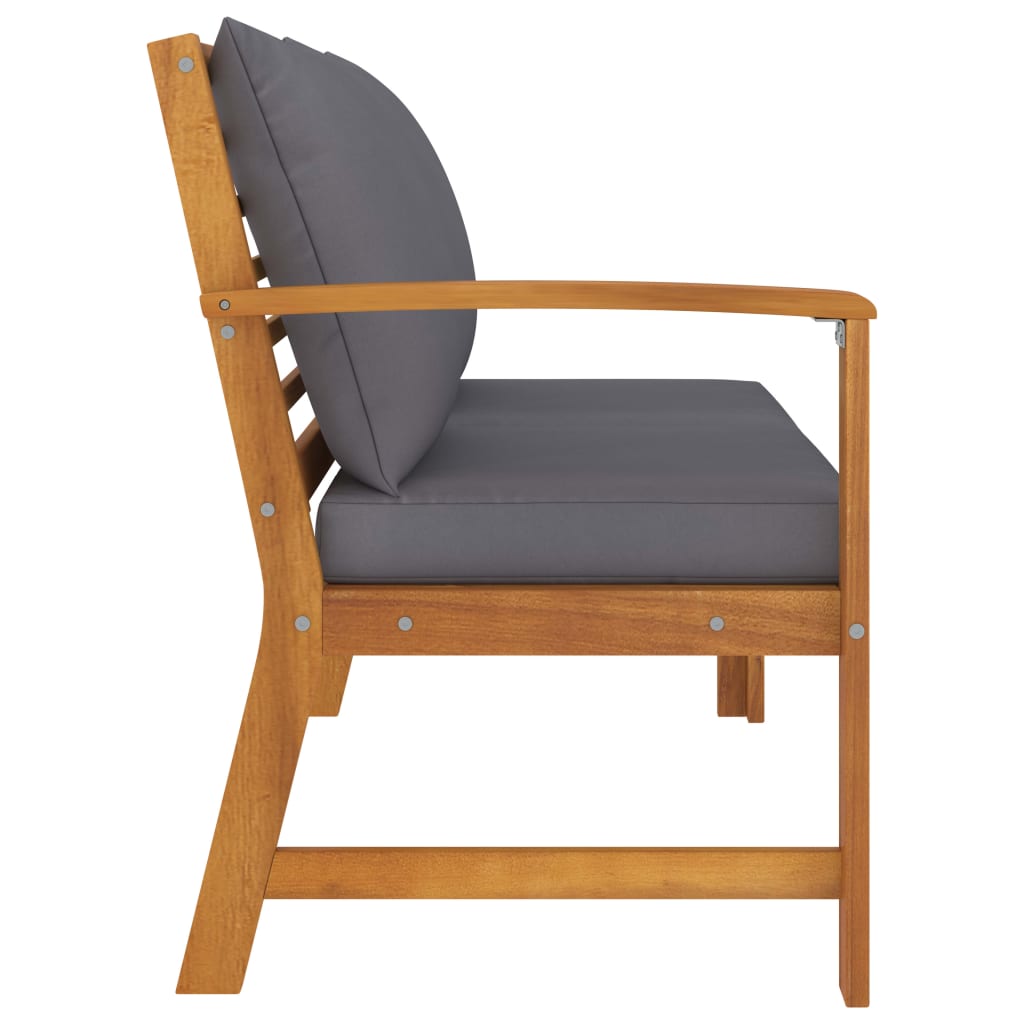 Bancă de grădină, perne gri închis, 114,5 cm, lemn masiv acacia GartenMobel Dekor