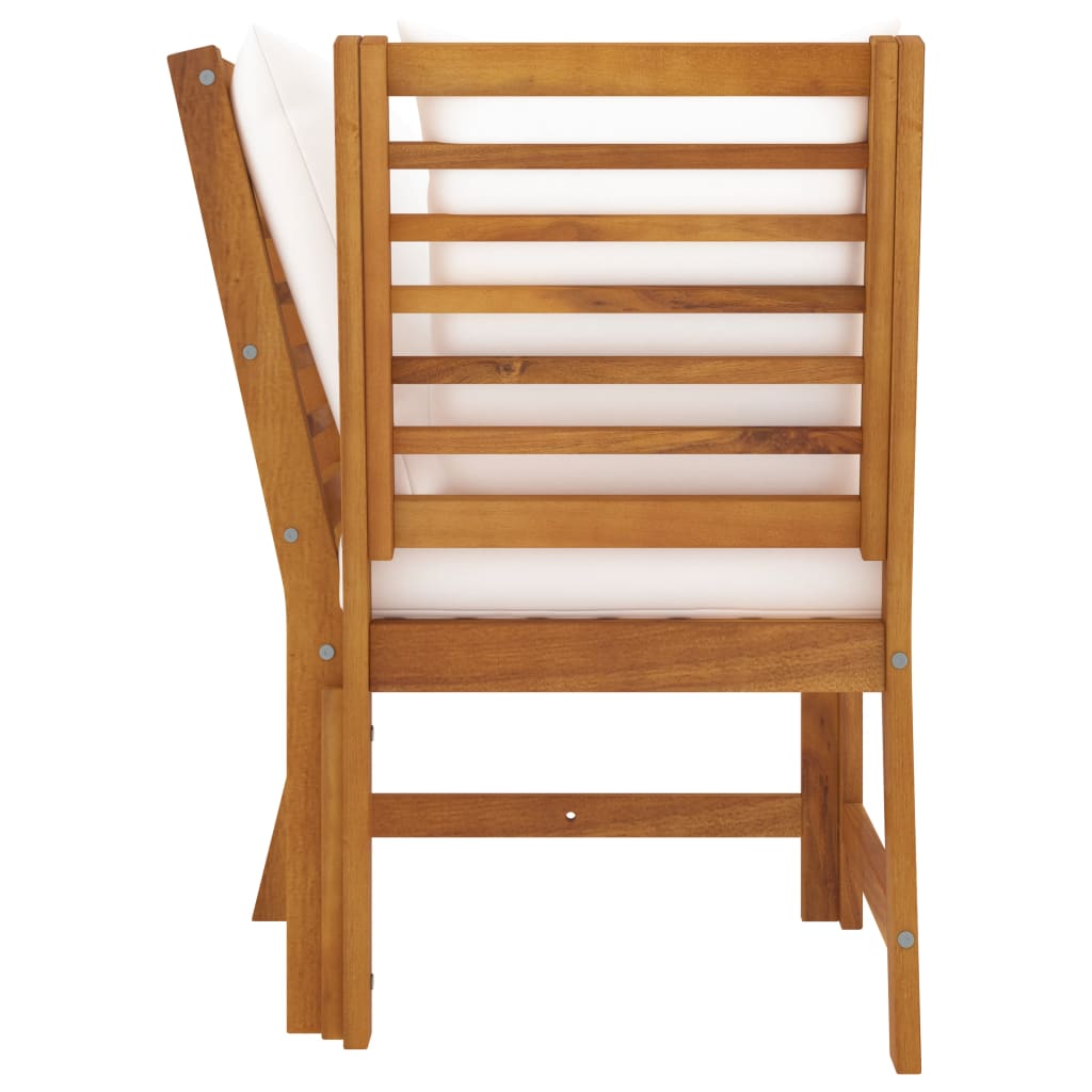 Set mobilier de grădină, 3 piese, perne crem, lemn masiv acacia GartenMobel Dekor