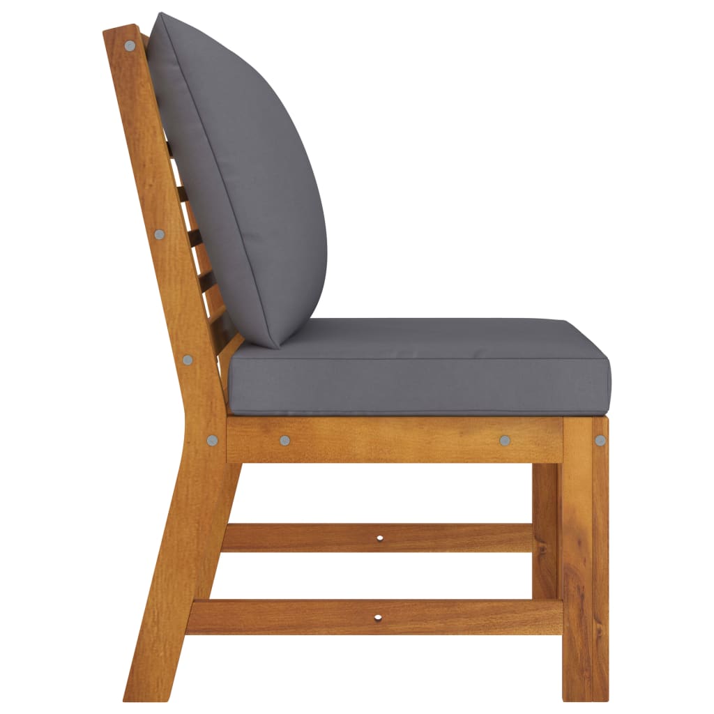 Set mobilier de grădină, 3 piese, perne gri închis, lemn acacia GartenMobel Dekor