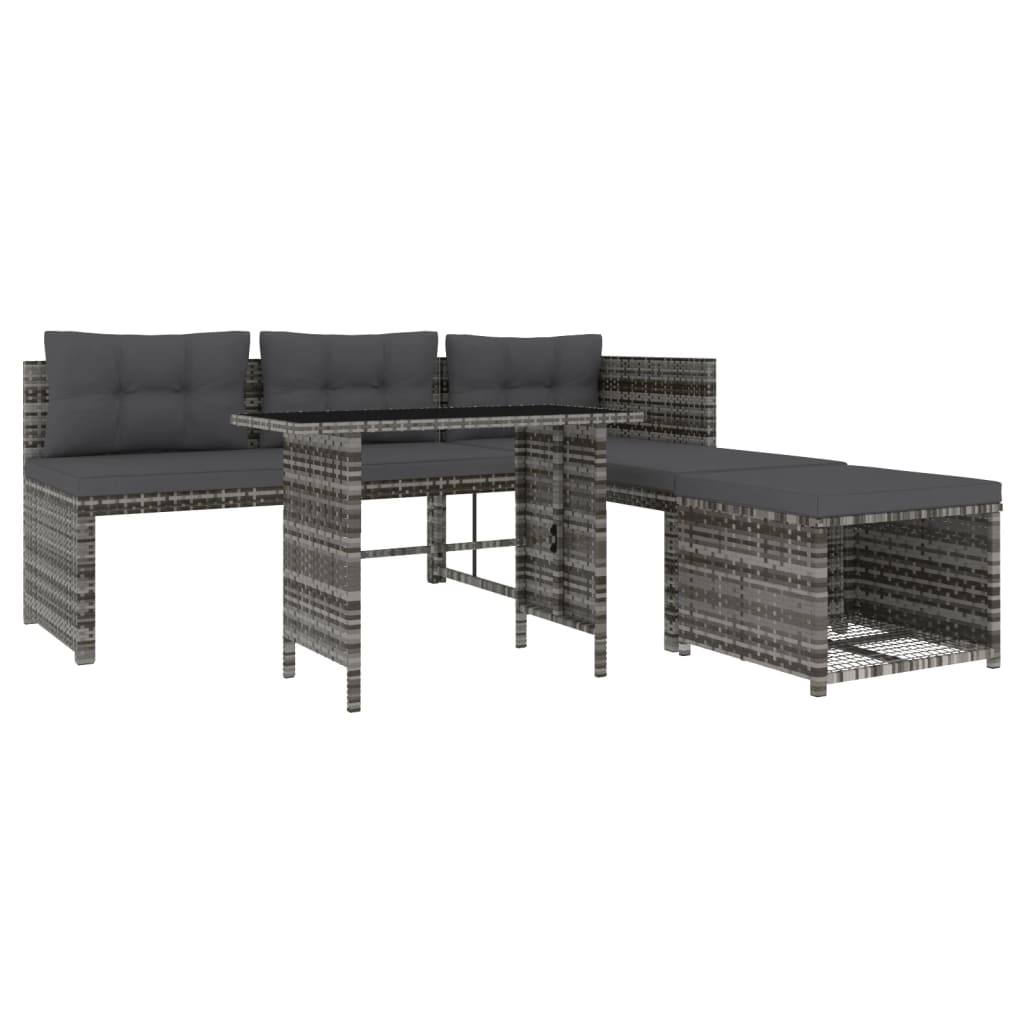 Set mobilier de grădină cu perne, 4 piese, gri, poliratan GartenMobel Dekor