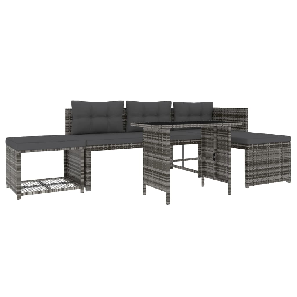 Set mobilier de grădină cu perne, 4 piese, gri, poliratan GartenMobel Dekor