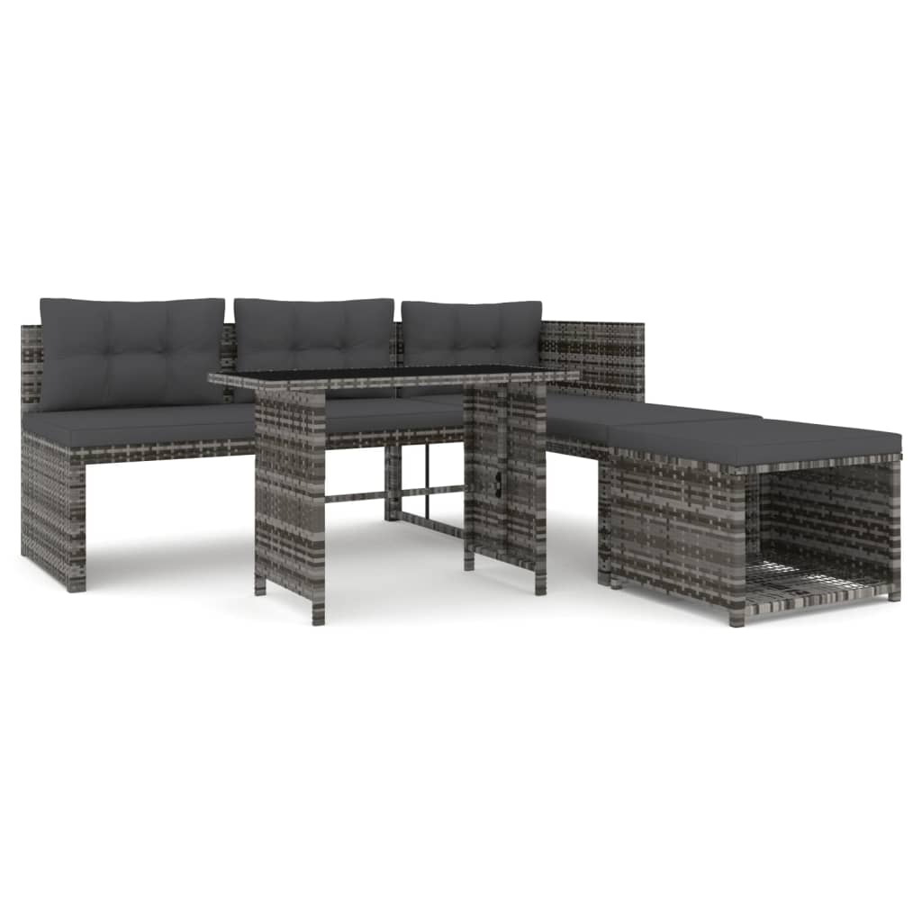 Set mobilier de grădină cu perne, 4 piese, gri, poliratan GartenMobel Dekor