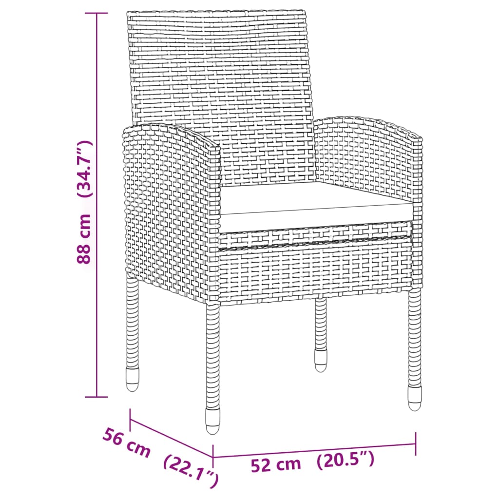 Set mobilier de exterior, 9 piese, negru, poliratan GartenMobel Dekor
