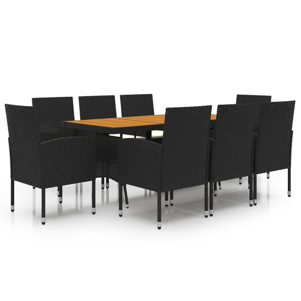 Set mobilier de exterior, 9 piese, negru, poliratan GartenMobel Dekor