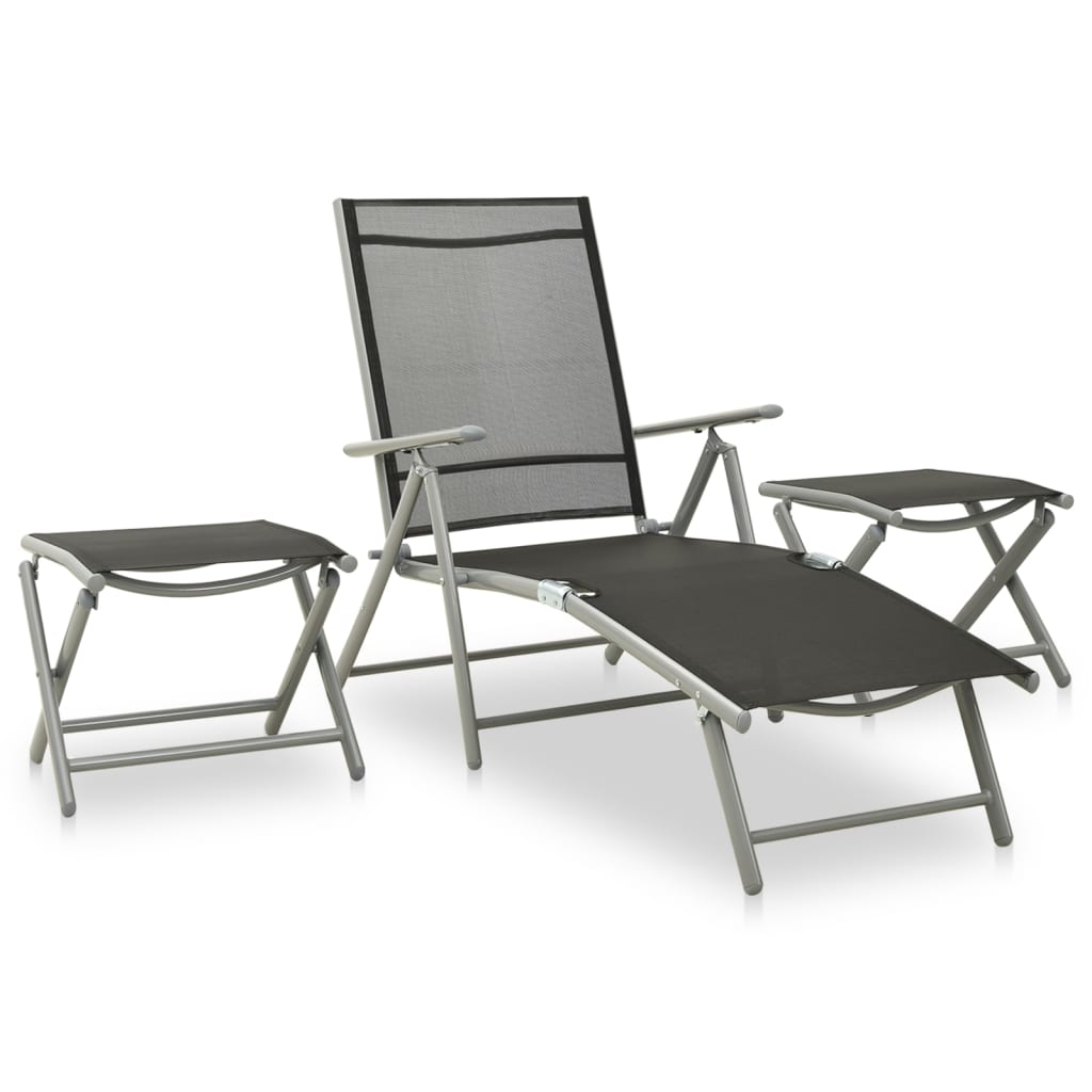 Set mobilier de grădină, 3 piese, argintiu, textilenă&aluminiu GartenMobel Dekor
