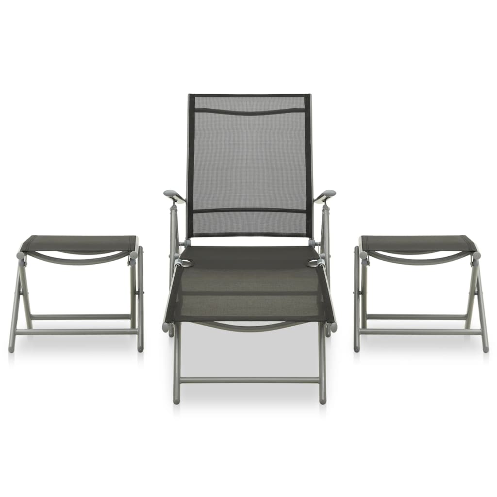 Set mobilier de grădină, 3 piese, argintiu, textilenă&aluminiu GartenMobel Dekor