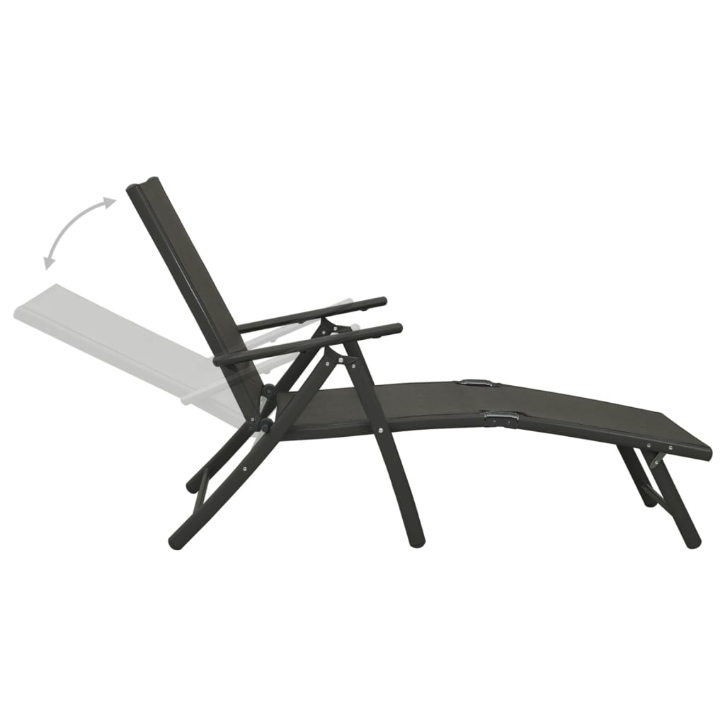 Set mobilier de grădină, 3 piese, negru, textilenă și aluminiu GartenMobel Dekor