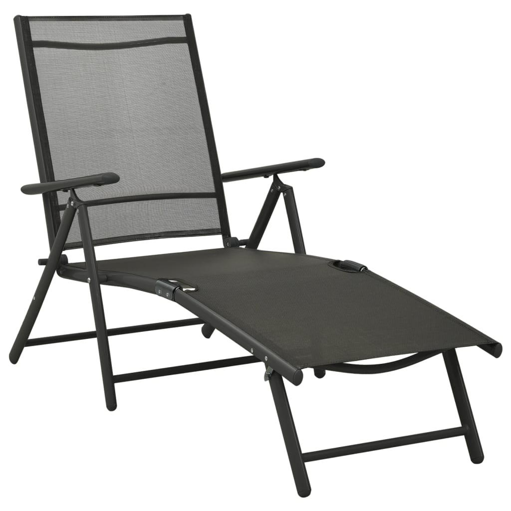 Set mobilier de grădină, 3 piese, negru, textilenă și aluminiu GartenMobel Dekor