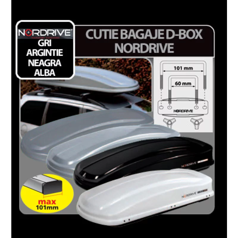 Cutie bagaje ABS D-Box 430 Litri Nordrive - Argintiu lucios Garage AutoRide