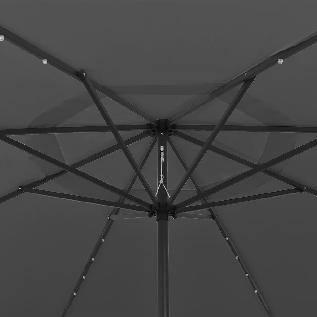 Umbrelă de soare exterior LED-uri & stâlp metal antracit 400 cm GartenMobel Dekor