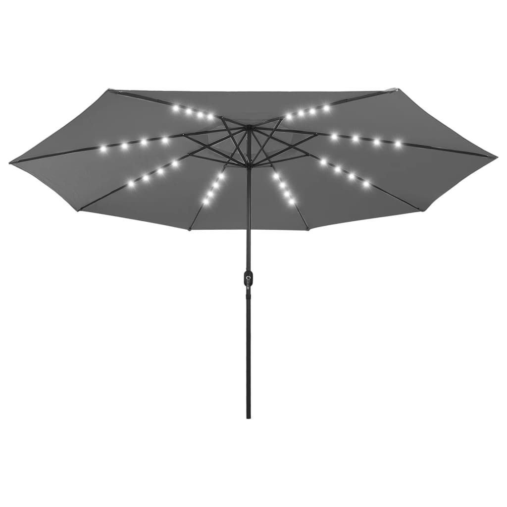 Umbrelă de soare exterior LED-uri & stâlp metal antracit 400 cm GartenMobel Dekor
