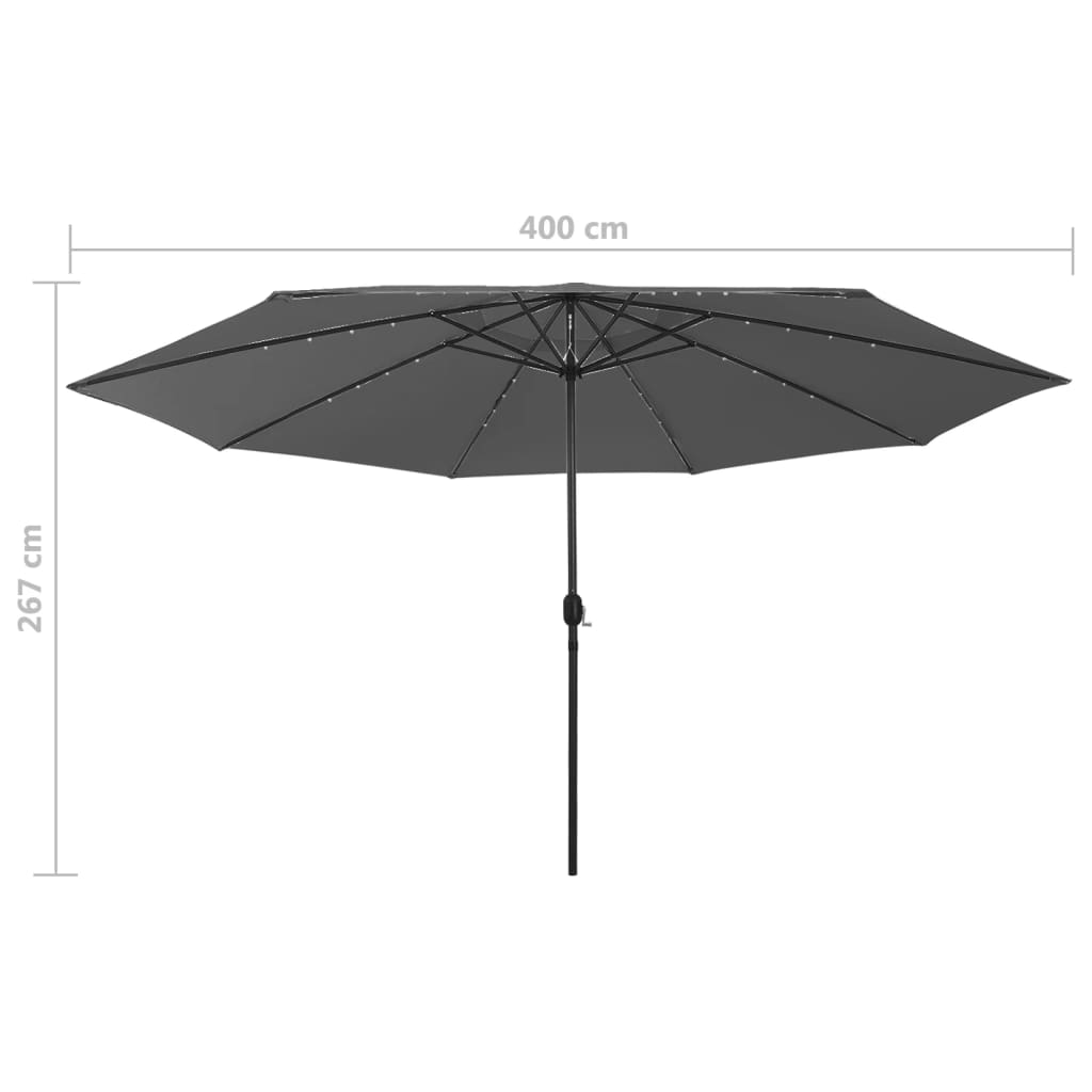 Umbrelă de soare exterior LED-uri & stâlp metal antracit 400 cm GartenMobel Dekor