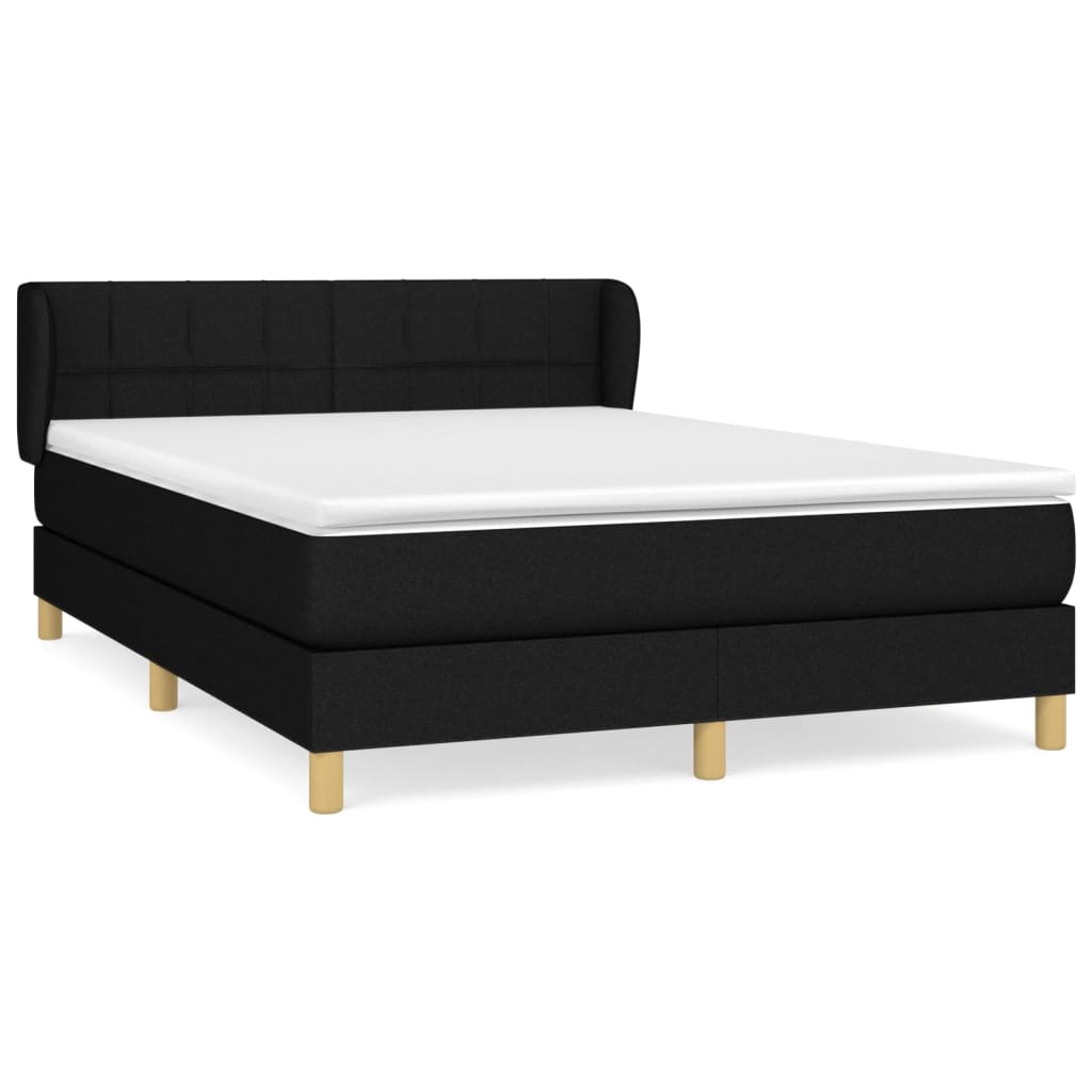 Pat box spring cu saltea, negru, 140x190 cm, textil GartenMobel Dekor