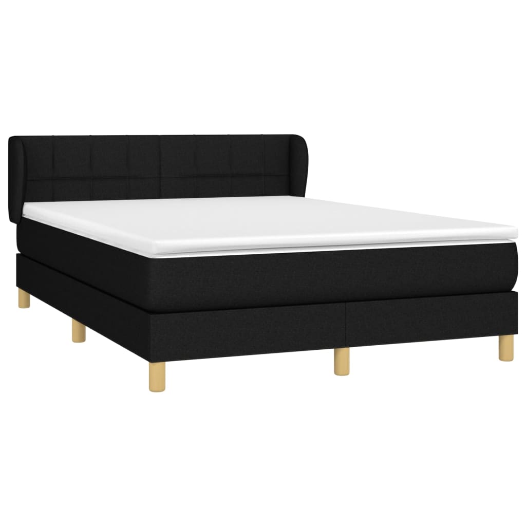 Pat box spring cu saltea, negru, 140x190 cm, textil GartenMobel Dekor