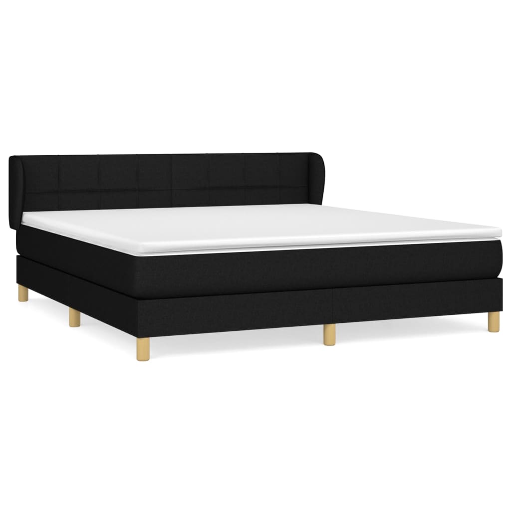 Pat box spring cu saltea, negru, 180x200 cm, catifea GartenMobel Dekor