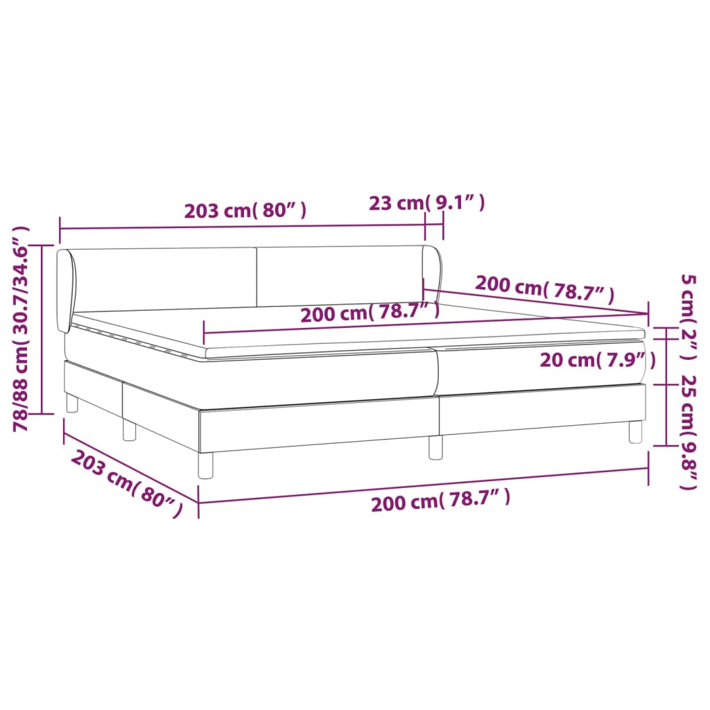 Pat continental cu saltea, negru, 200x200 cm, piele ecologică GartenMobel Dekor