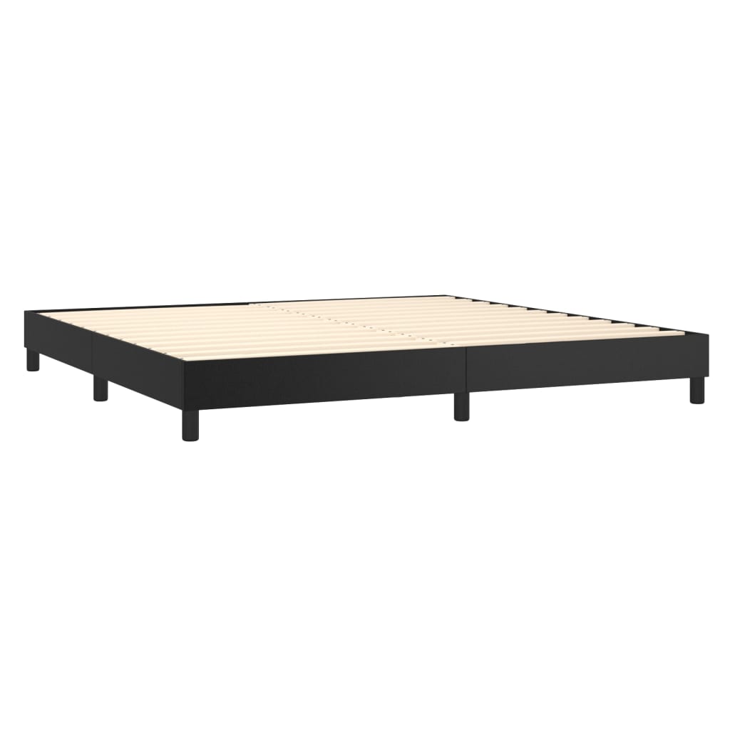 Pat continental cu saltea, negru, 200x200 cm, piele ecologică GartenMobel Dekor