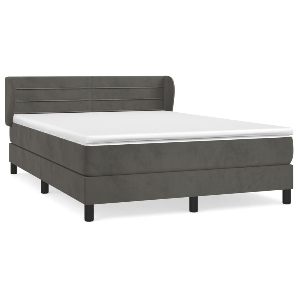 Pat box spring cu saltea, gri închis, 140x190 cm, catifea GartenMobel Dekor