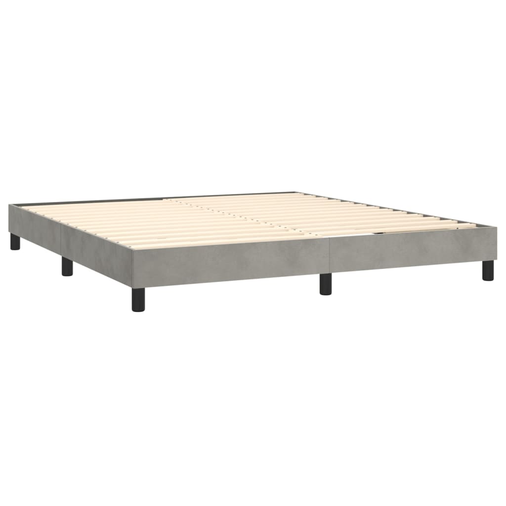 Pat box spring cu saltea, gri deschis, 180x200 cm, catifea GartenMobel Dekor