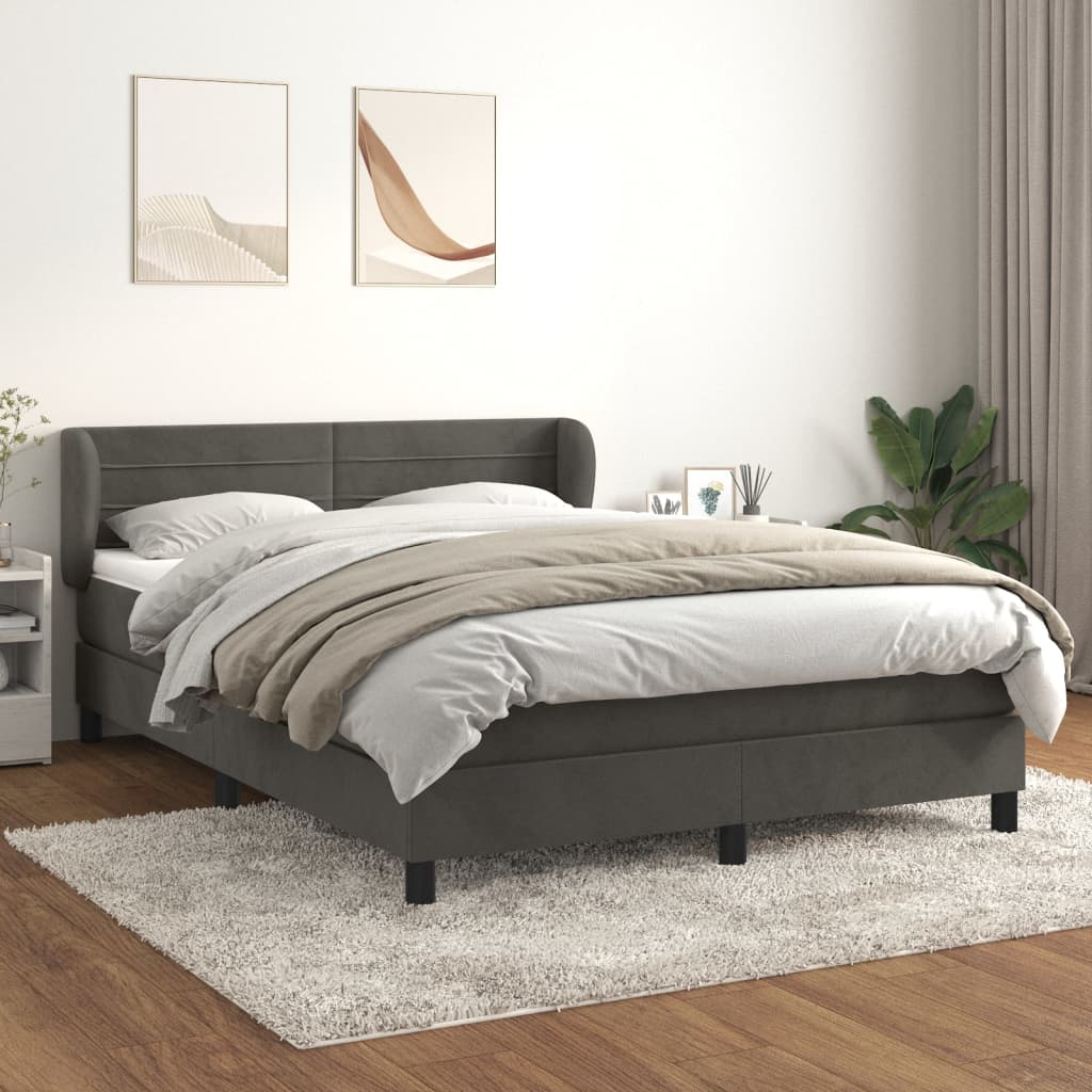 Pat box spring cu saltea, gri închis, 160x200 cm, catifea GartenMobel Dekor