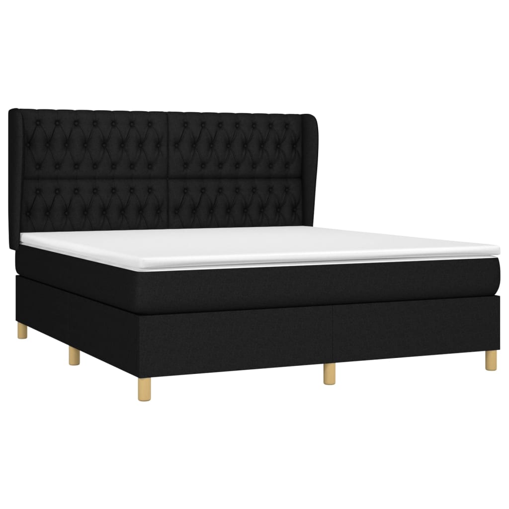 Pat box spring cu saltea, negru, 180x200 cm, catifea GartenMobel Dekor