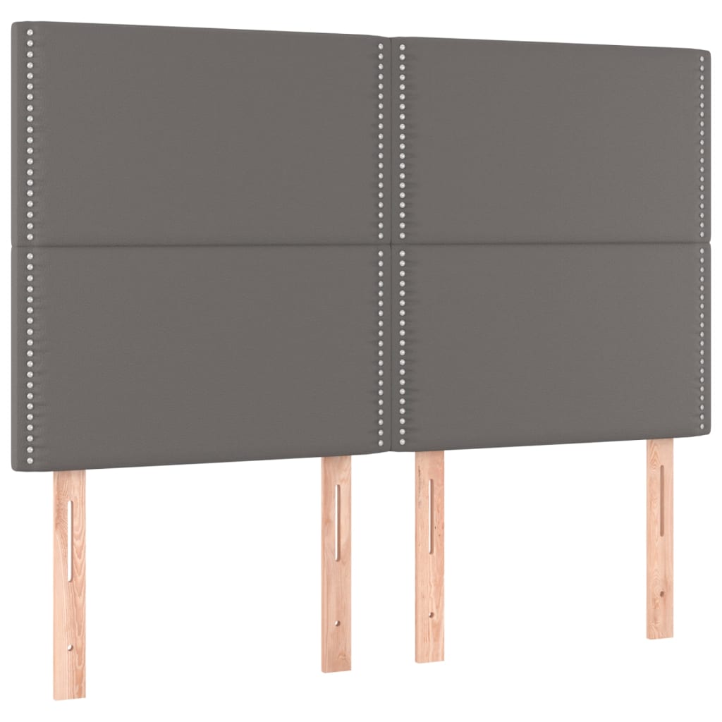Pat box spring cu saltea, gri, 140x200 cm, piele ecologică GartenMobel Dekor