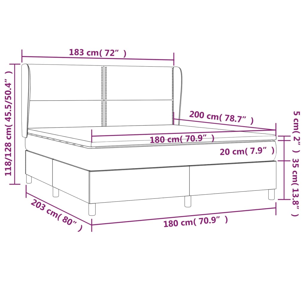 Pat box spring cu saltea, gri, 180x200 cm, piele ecologică GartenMobel Dekor