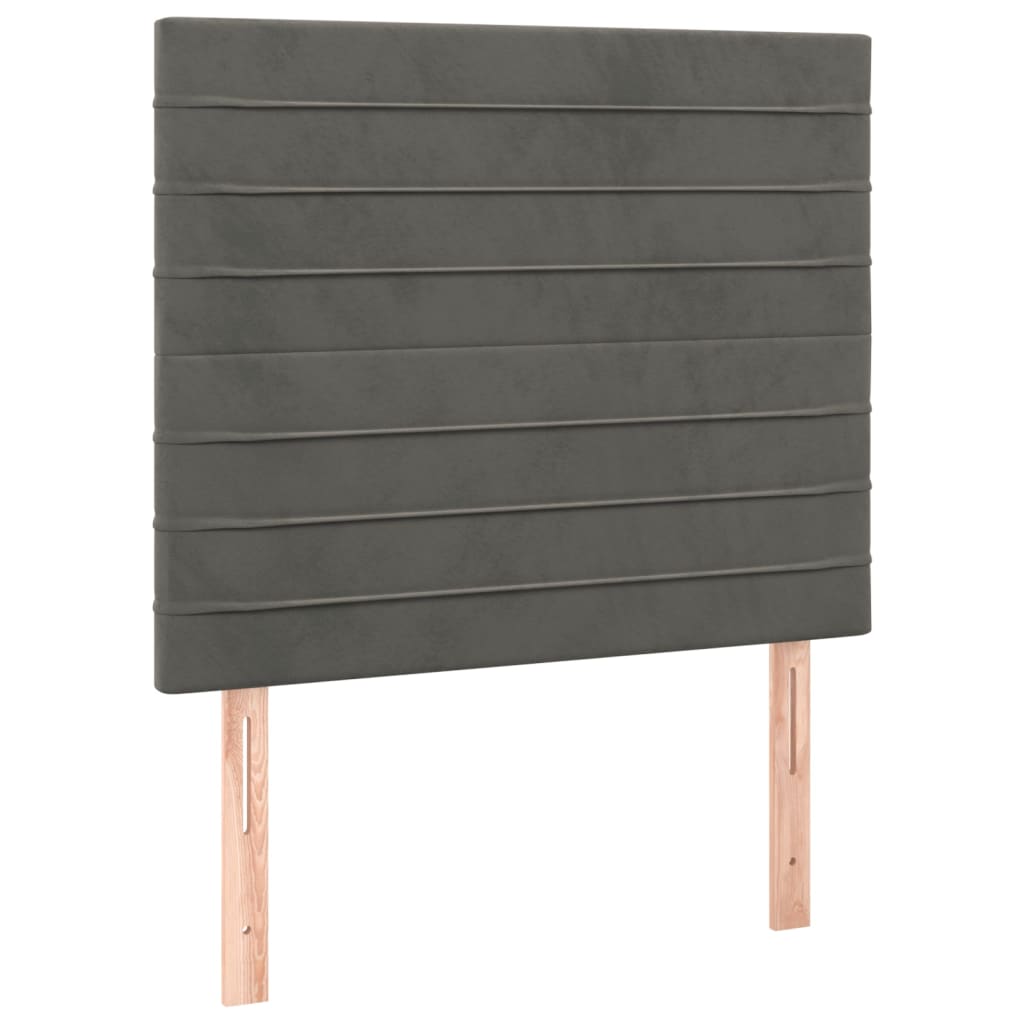 Pat box spring cu saltea, gri închis, 90x200 cm, catifea GartenMobel Dekor