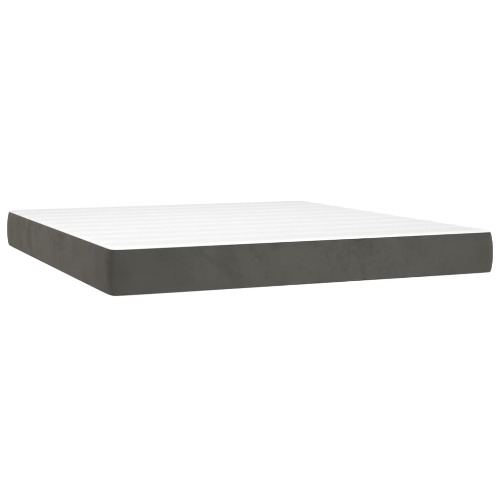 Pat box spring cu saltea, gri închis, 160x200 cm, catifea GartenMobel Dekor